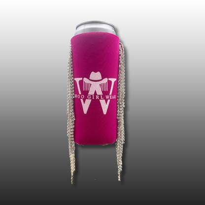 WOO GIRL KOOZIE W/RHINESTONE FRINGE