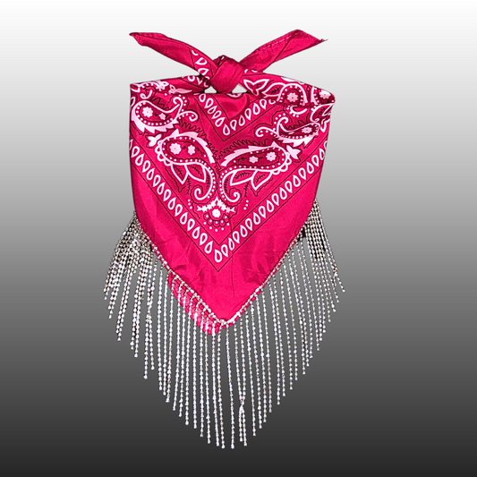 WOO GIRL BANDANA W/RHINESTONE FRINGE