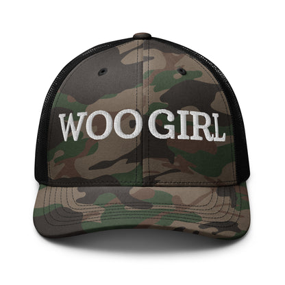 WOOGIRL Camo Trucker Hat (White Lettering)