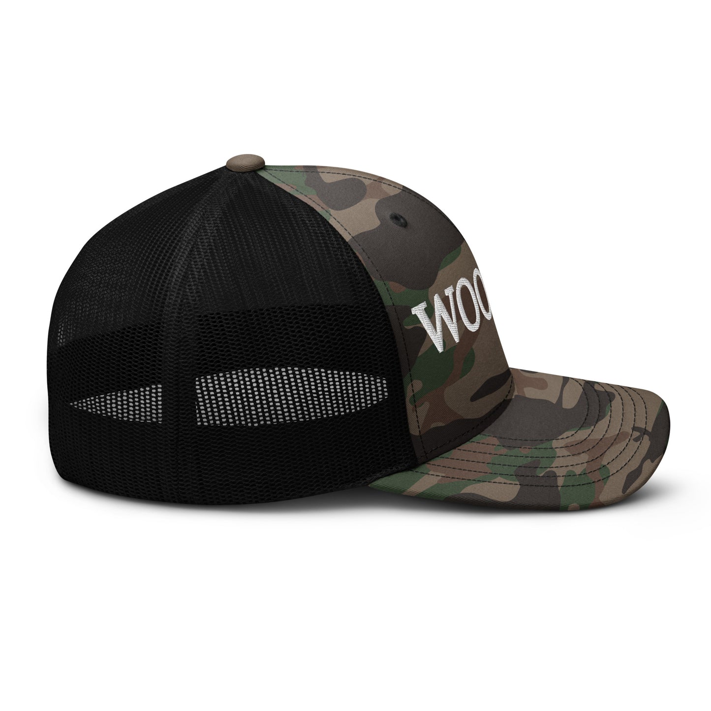 WOOGIRL Camo Trucker Hat (White Lettering)