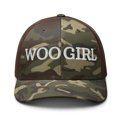 WOOGIRL Camo Trucker Hat (White Lettering)