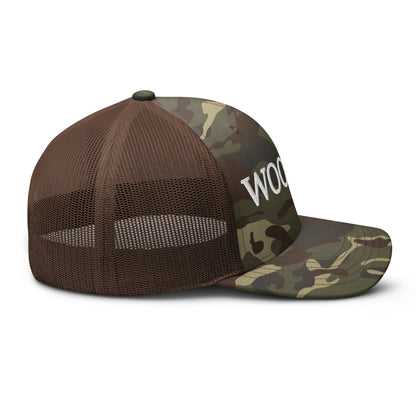 WOOGIRL Camo Trucker Hat (White Lettering)