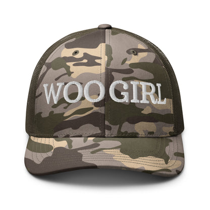 WOOGIRL Camo Trucker Hat (White Lettering)