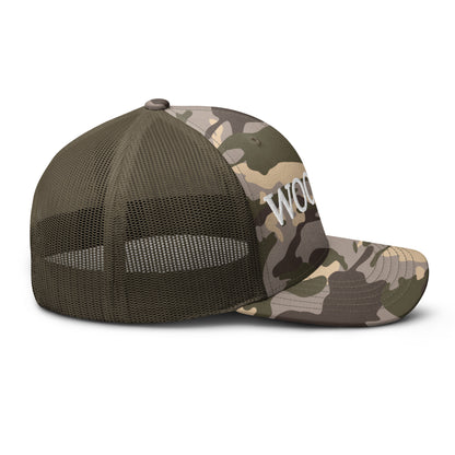 WOOGIRL Camo Trucker Hat (White Lettering)